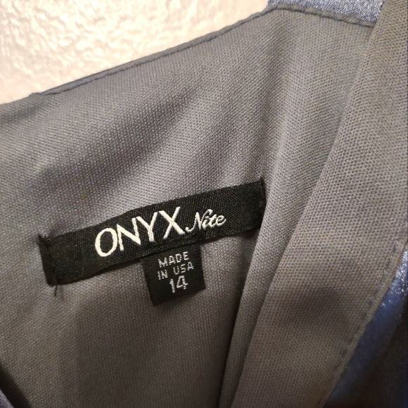 Pewter Grey Ruched Dress Onyx Nite 14 - Picture 3 of 5